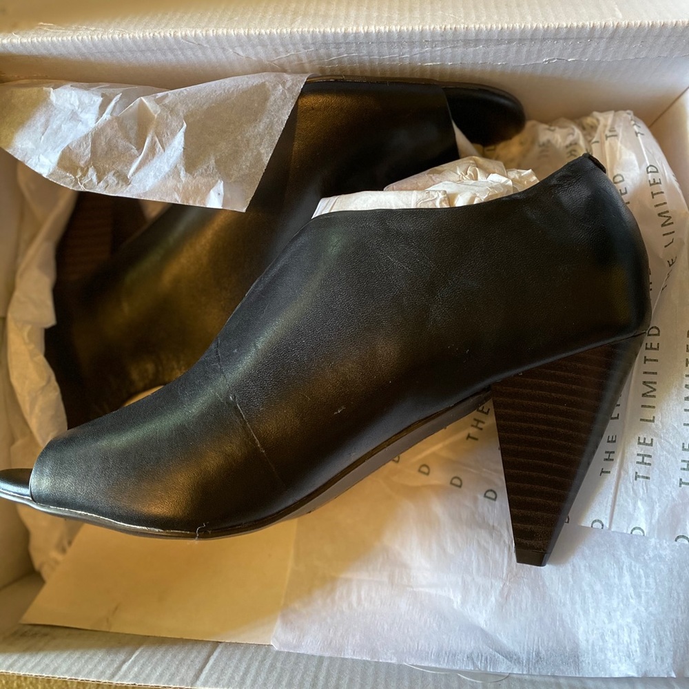 The Limited Black Open-Toe Leather Booties - Picture 7 of 9